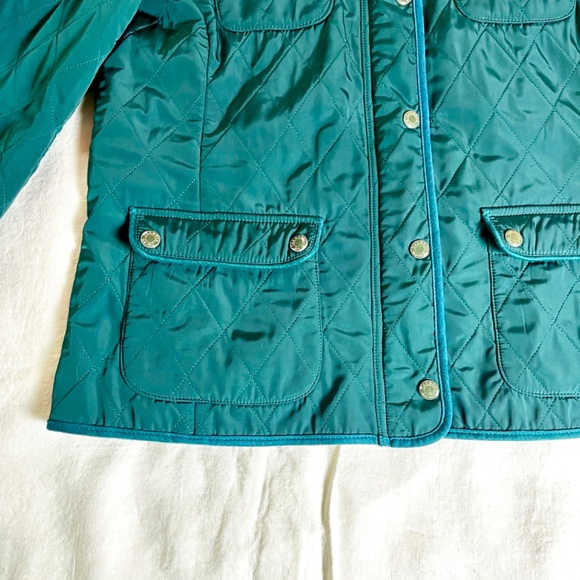 Talbot's Green Quilted Safari Jacket Fleece Lined Lightweight Gorpcore Preppy - Picture 3 of 11